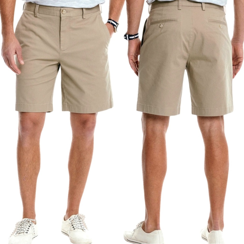 Southern Tide Skipjack Shorts Mens 32 Khaki 9” Flat Front Classic Fit Stretch